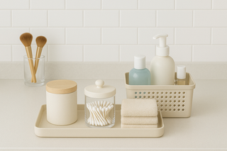 Bathroom Counter Clutter: Best Vanity Trays, Caddies, and Canisters