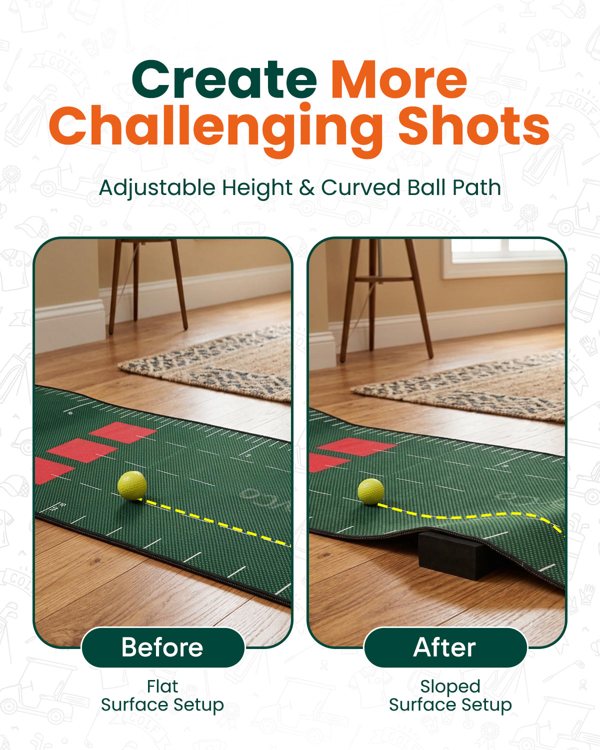 Golf Putting Mat Game Set – 10ft