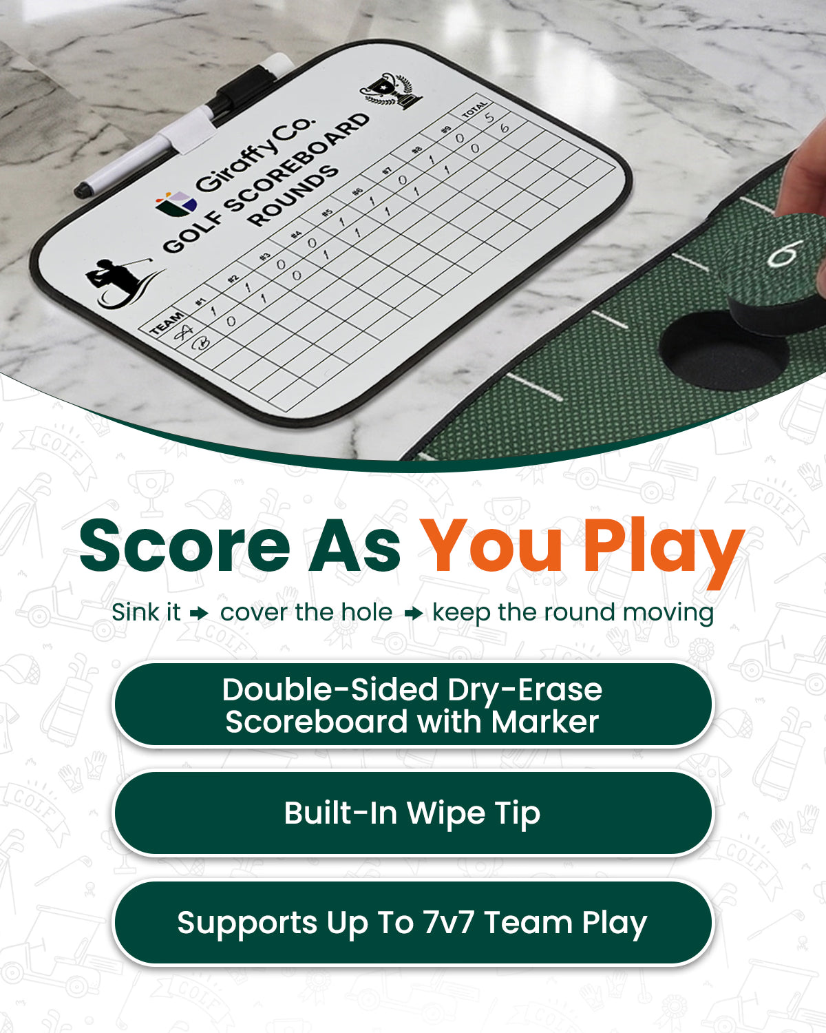 Golf Putting Mat Game Set – 10ft