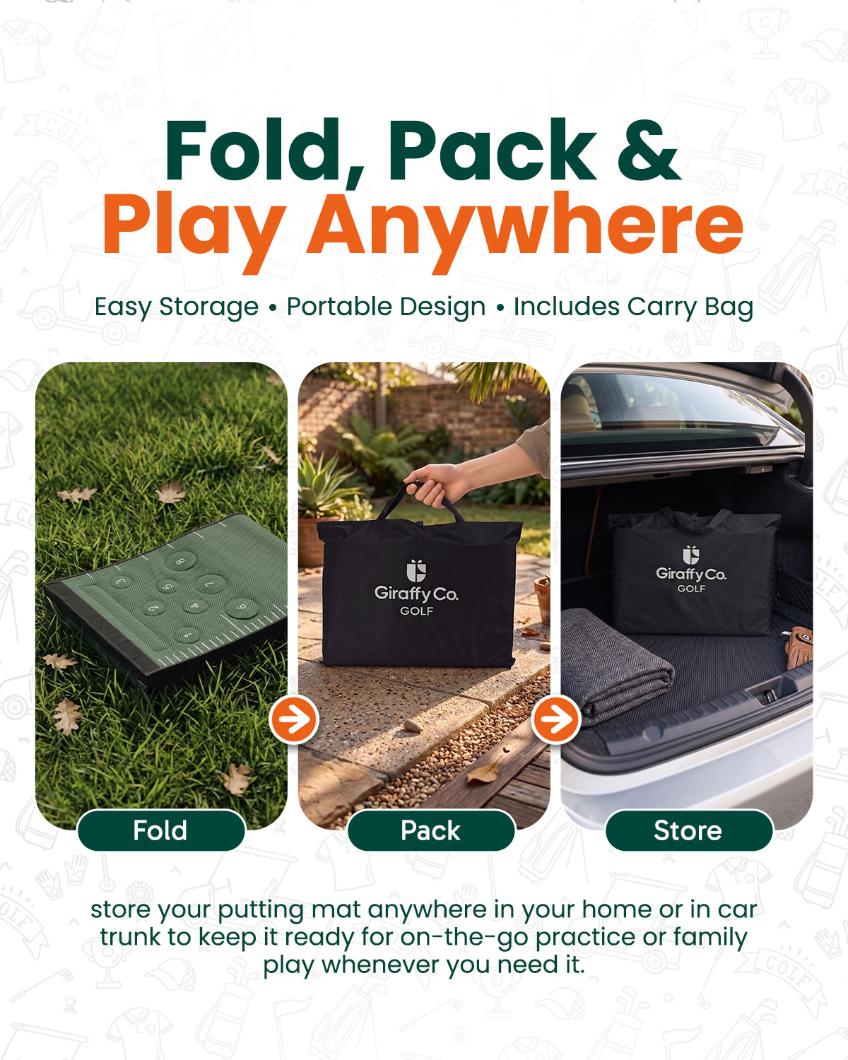 Golf Putting Mat Game Set – 10ft