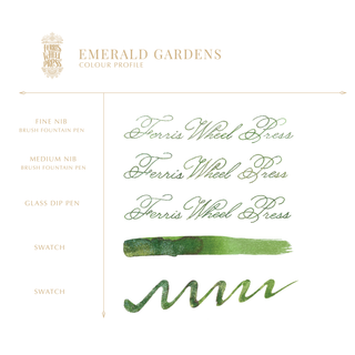 Emerald Gardens Fountain Pen Inks - 20ml Bottled | Ferris Wheel Press