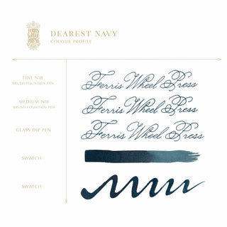 Dearest Navy Fountain Pen Inks - 10ml Bottled | Ferris Wheel Press