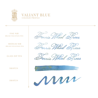 Valiant Blue Fountain Pen Inks - 85ml Bottled | Ferris Wheel Press