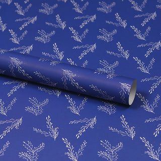 Paperplay Gift Wrapping Paper - Blue Floral Plant