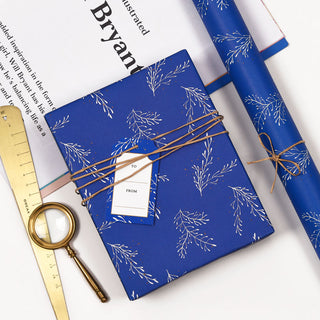 Paperplay Gift Wrapping Paper - Blue Floral Plant