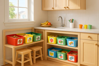 Kid-Friendly Kitchen Organization: Snack Bins, Step Stools, and Labels