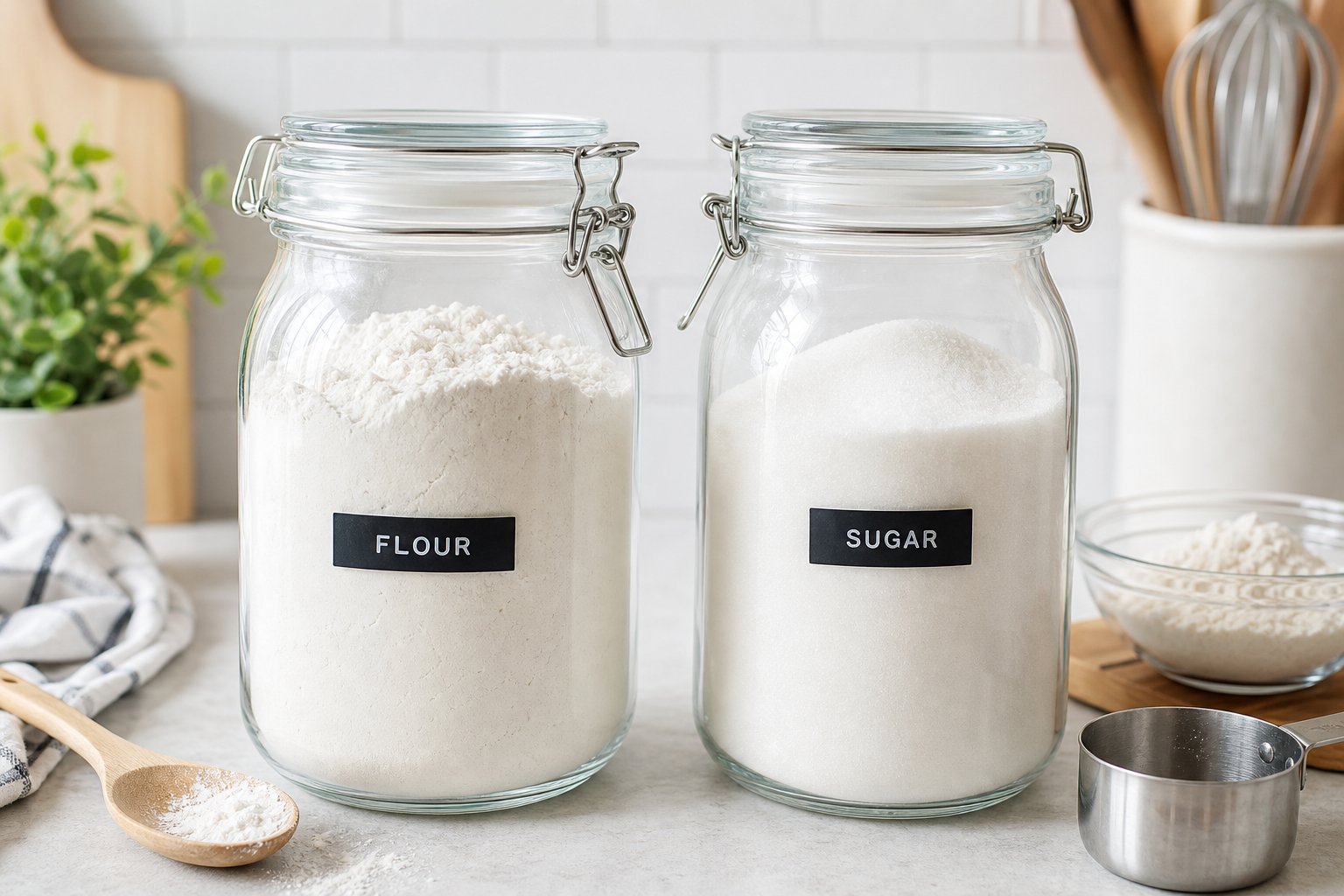 How to Store Flour and Sugar in Large Glass Jars Without Moisture or Clumping