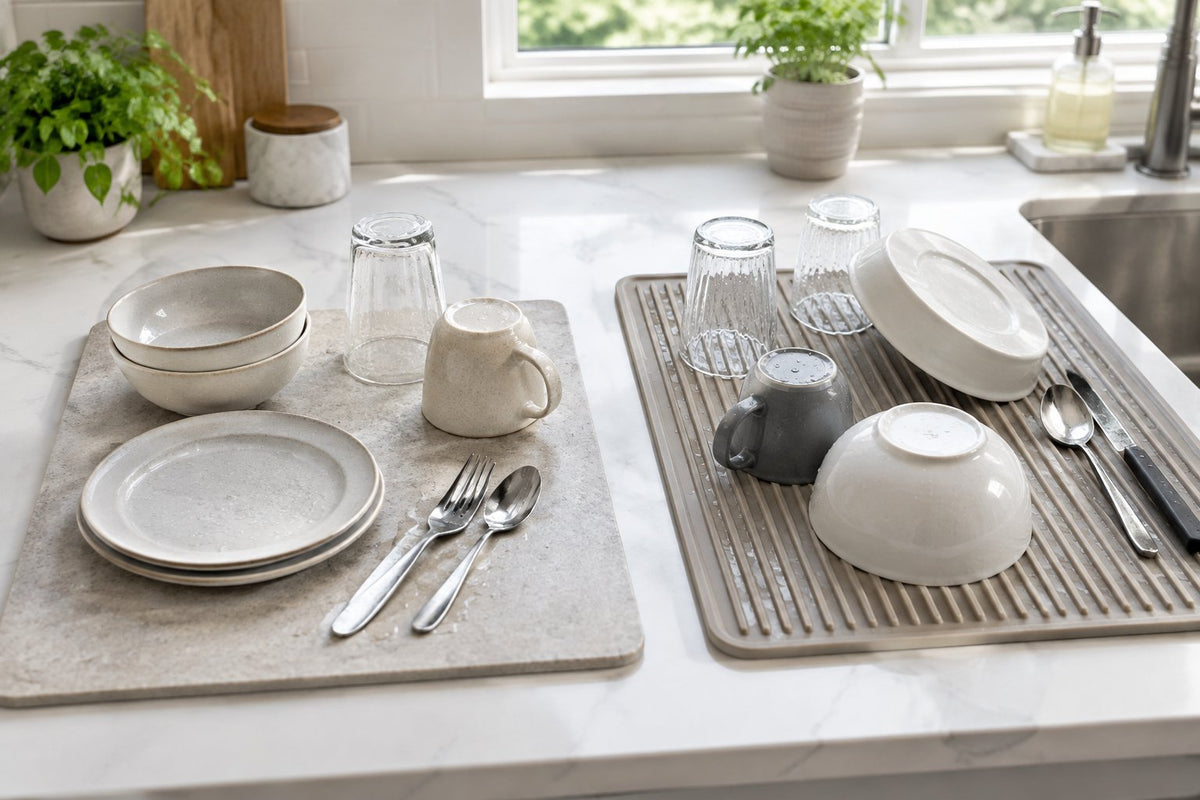 Stone Drying Mat vs Silicone Dish Mat: Which Works Better for Everyday Countertop Drying?