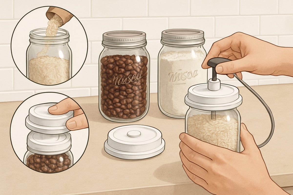 Vacuum‑Sealing Dry Goods in Mason Jars: A Step‑by‑Step Attachment Guid –  Giraffy Co.