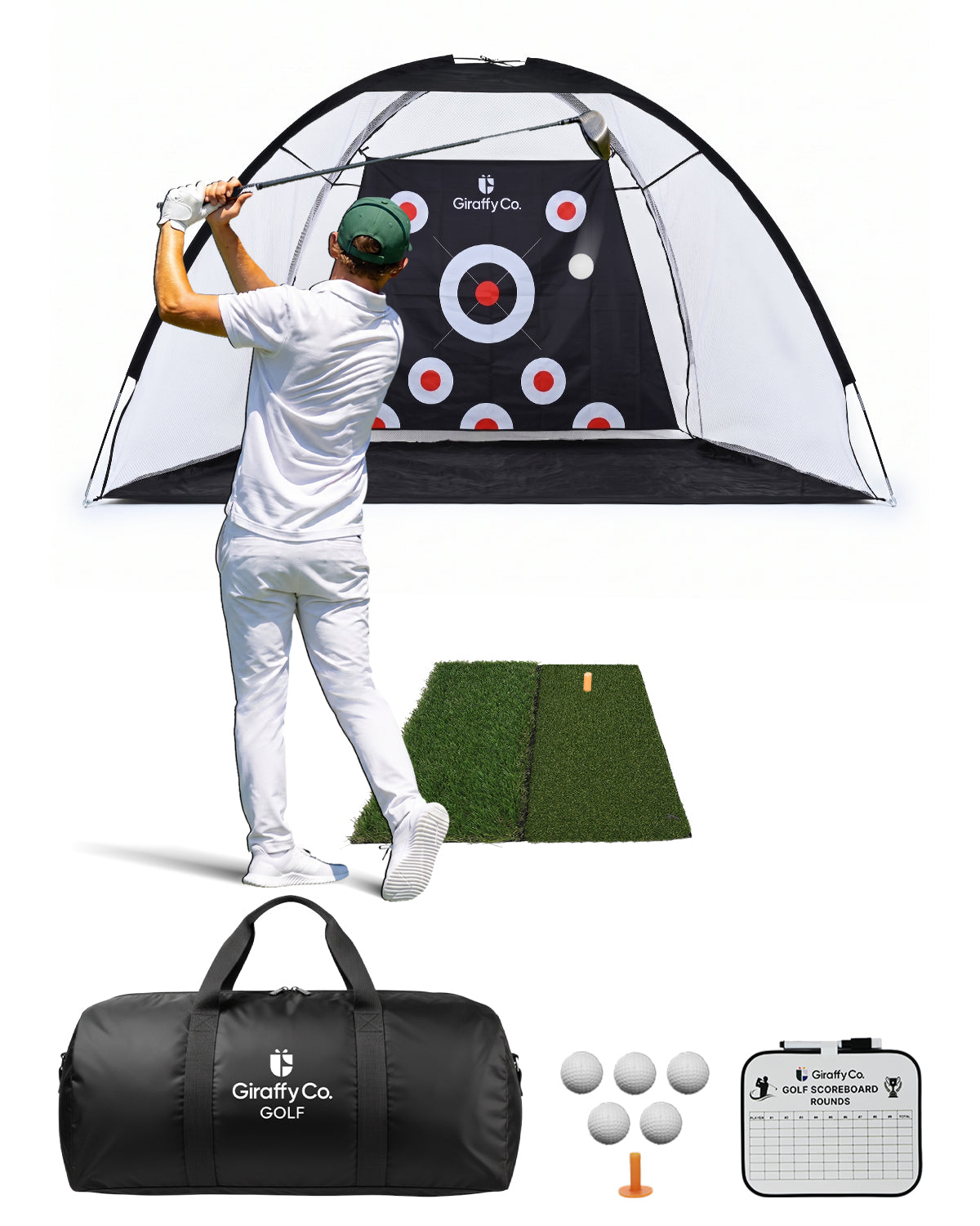 Golf Practice Net with Dual-Turf Mat