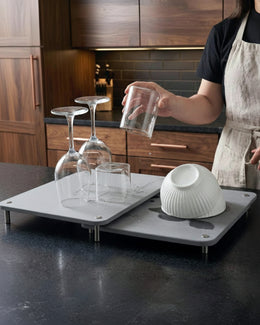 Kitchen drying mat set used beside sink