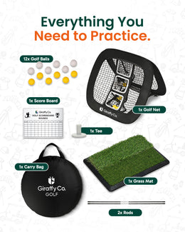 Golf chipping net set with practice mat and target pockets