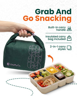 Compact portable snack box with secure lid and divided storage