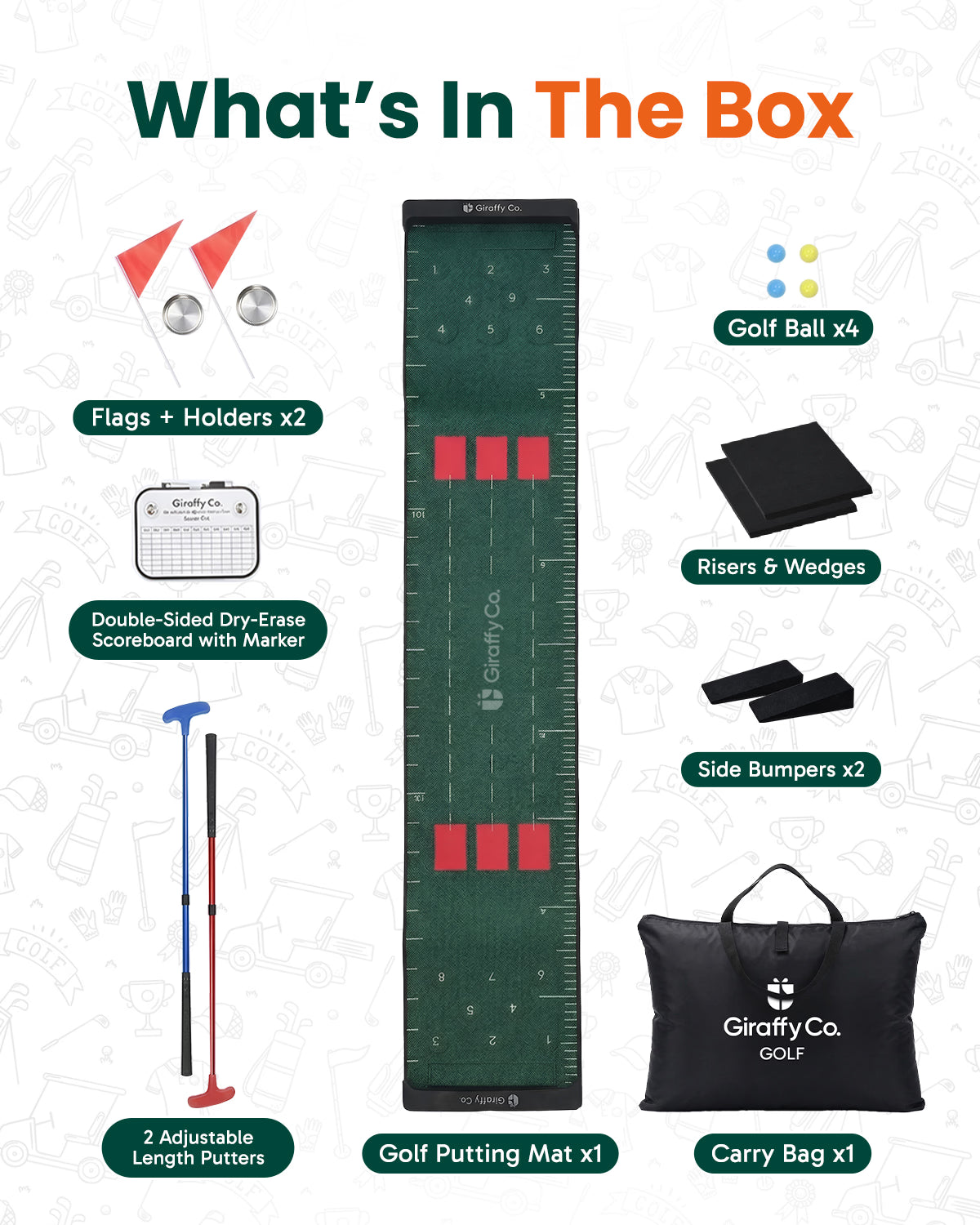 Golf Putting Mat Game Set – 10ft