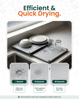 Absorbent stone drying mat for daily dish drying