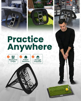 Golf chipping net for indoor and outdoor short game practice