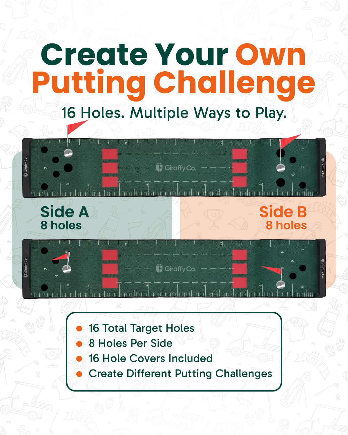 Golf Putting Mat Game Set – 10ft