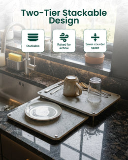 Space saving stone drying mat with raised airflow design