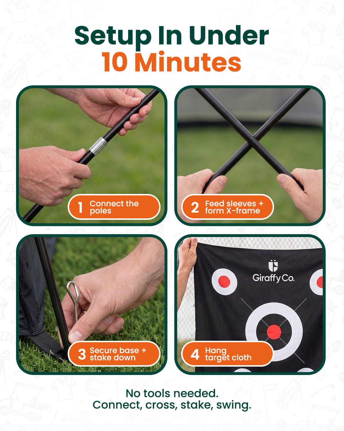 Golf Practice Net with Dual-Turf Mat