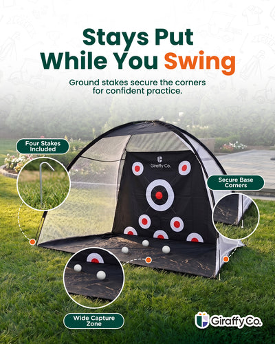 Golf Practice Net with Dual-Turf Mat