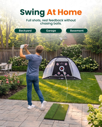 Golf Practice Net with Dual-Turf Mat