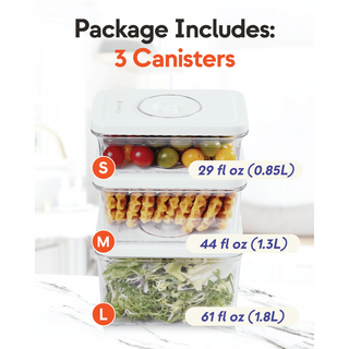 Vacuum Food Storage Canister Set (3 pcs) | Giraffy Co.