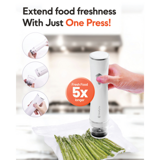 Vacuum Sealer Machine Set + 10 Reusable Vacuum Bags + Foldable Drying Rack | Giraffy Co.