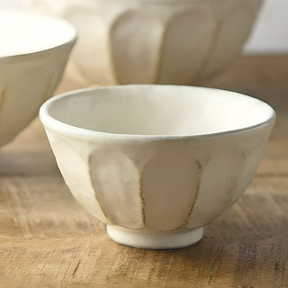 Kohyo Kaneko Rinka 11cm Rice Bowl Mino Ware - White