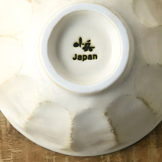 Kohyo Kaneko Rinka 11cm Rice Bowl Mino Ware - White