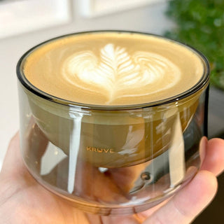 KRUVE IMAGINE Glasses (2-Pack) hand-blown borosilicate glass with latte art and double-wall insulation