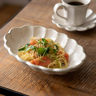 Kohyo Kaneko Rinka 28cm Oval Bowl Mino Ware - White