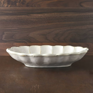 Kohyo Kaneko Rinka 28cm Oval Bowl Mino Ware - White