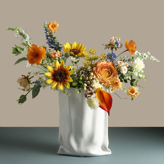 Crinkled Paper Bag Vase - White