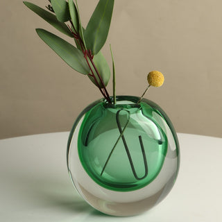 Double Wall Glass Vase - Green - Final Sale