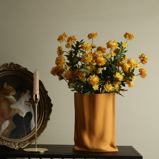 Crinkled Paper Bag Vase - Orange