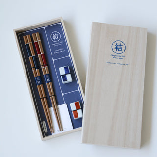 Ichimatsu Checkered Chopstick with Chopstick Rest Gift Set