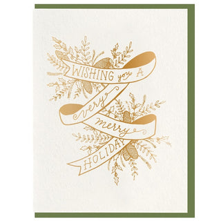 Dahlia Press Ribbon Merry - Foil Card