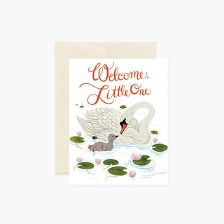 Oana Befort WELCOME LITTLE ONE SWANS | Baby Registry Card