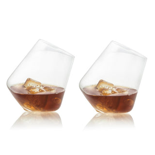 UBERSTAR Rolling Glasses - Stemless Wine and Whiskey Glasses (Pair)