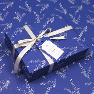 Paperplay Gift Wrapping Paper - Blue Floral Plant 