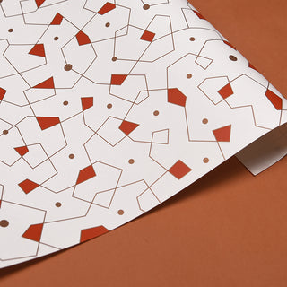 Paperplay Gift Wrapping Paper - Red Gold Dotted Line