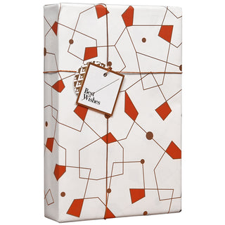 Paperplay Gift Wrapping Paper - Red Gold Dotted Line