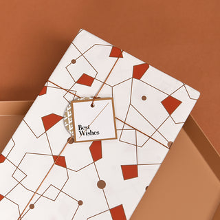 Paperplay Gift Wrapping Paper - Red Gold Dotted Line